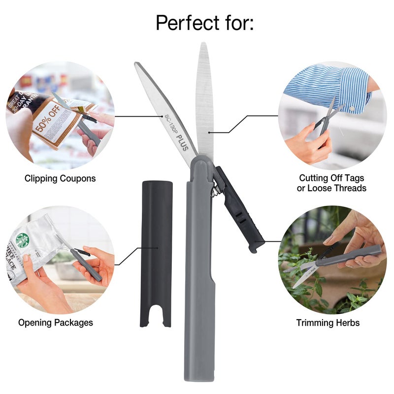 Plus Pen Style Compact Twiggy Scissors with Cover, 3-Pack Charcoal - Image 3